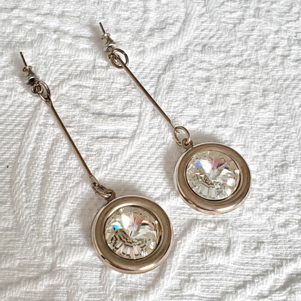 Vintage 90s Dangle Clear Prism Earrings